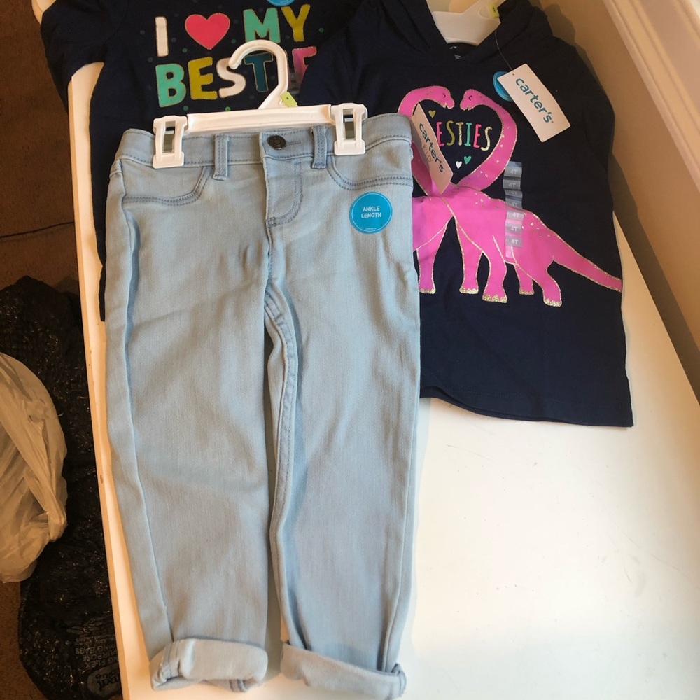NWT CARTERS JEANS AND LIGHTWEIGHT HOOD SHIRTS